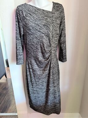 Talbots Gray Side Ruched Sheath Dress Size M